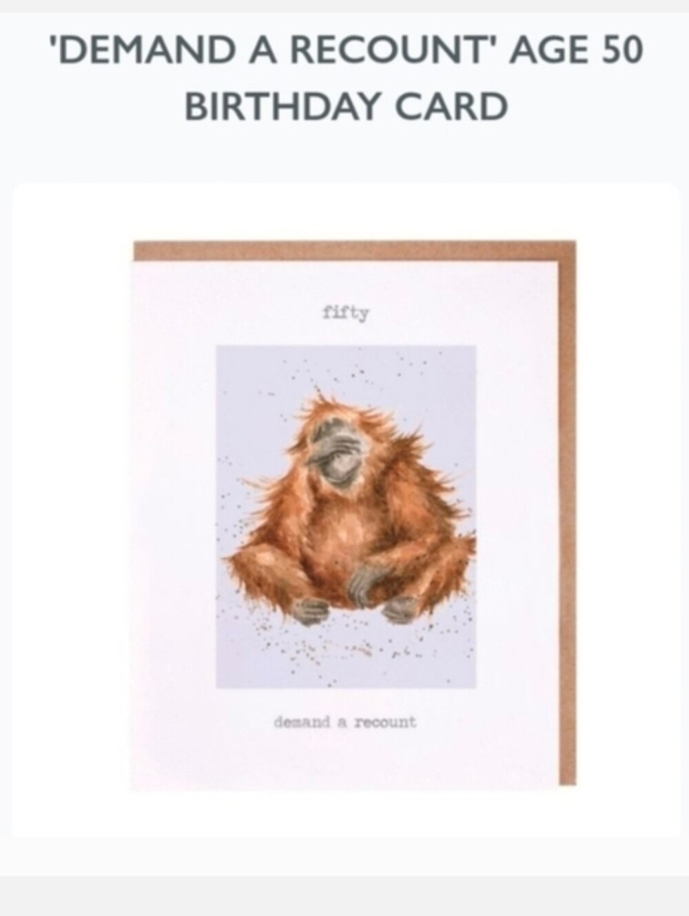 50th Birthday Card by WRENDALE Monkey "Demand A Recount" FREE W $25 PURCHASE